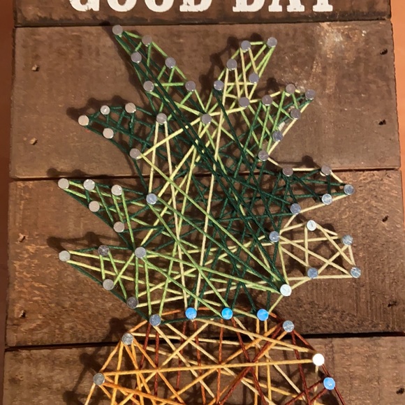🌟NWT🌟TODAY IS A GOOD DAY Pineapple🍍String on Nails Wooden Wall Art🍍HOST PICK - Picture 4 of 16